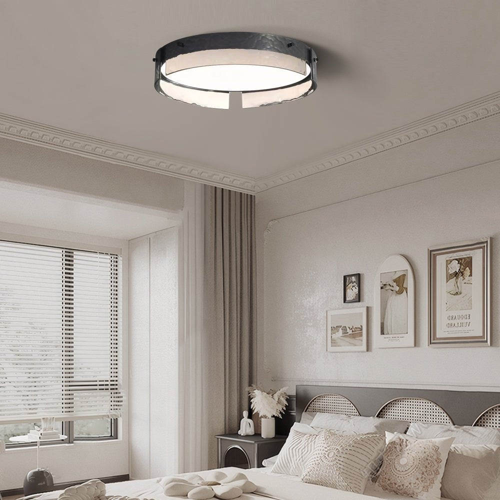 Round Black Hammered Glass LED Ceiling Light