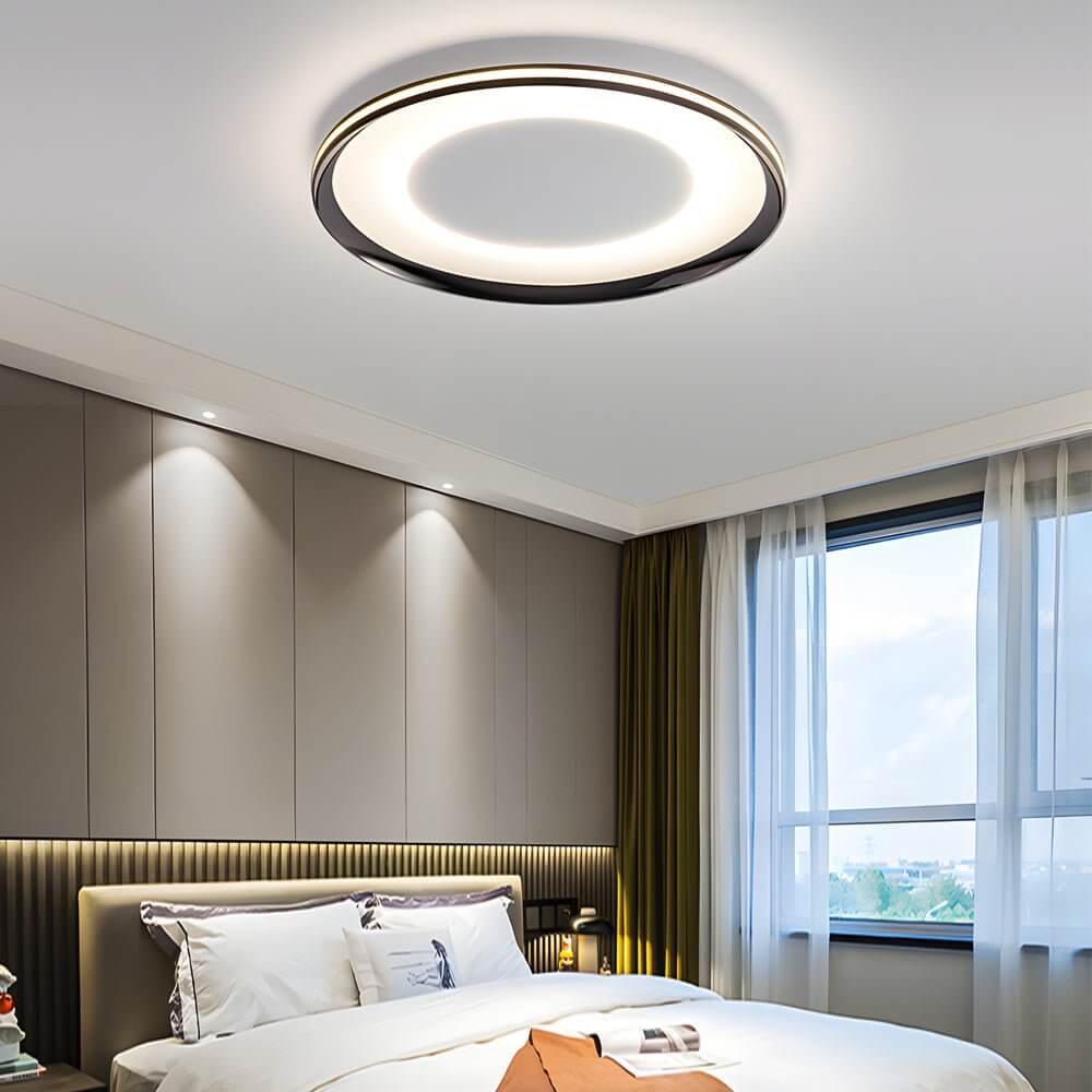 Round Black LED Flush Ceiling Light - Modern Fixture, Energy Efficient, Stylish Lighting