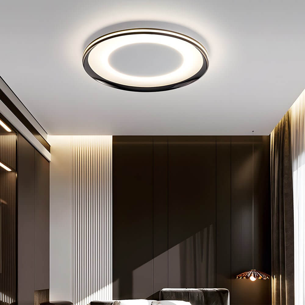 Round Black LED Flush Ceiling Light - Modern Fixture, Energy Efficient, Stylish Lighting