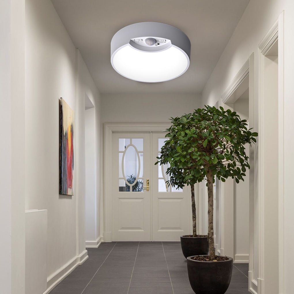 Round Motion Sensor Ceiling Light - LED Battery Operated with Remote Control