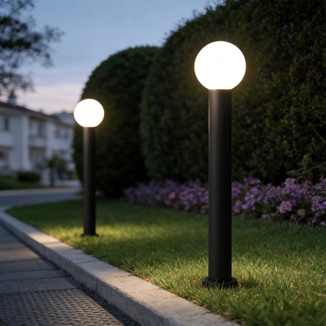 Round Bollard Lights Elegant Spherical LED Lampshade