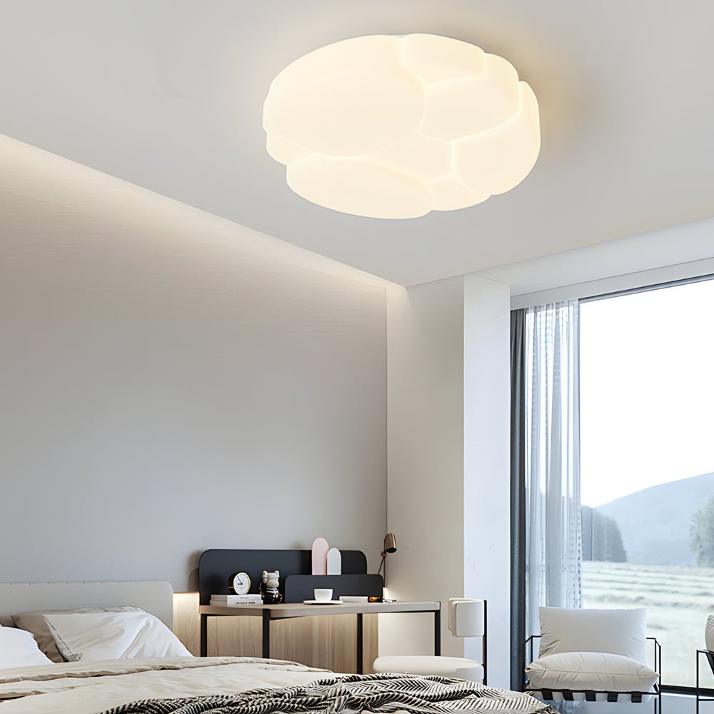 Round Cloud 3-Step Dimming Milky White Ceiling Light Fixture