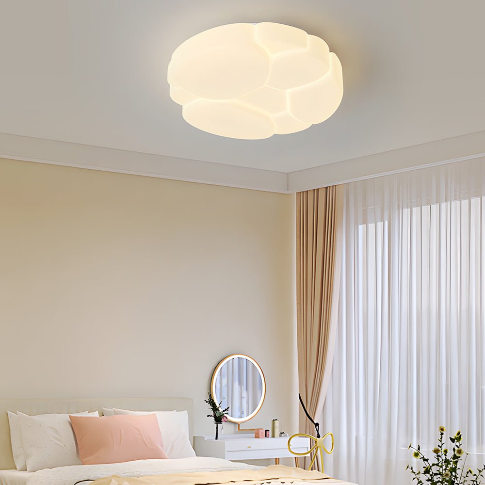 Round Cloud 3-Step Dimming Milky White Ceiling Light Fixture