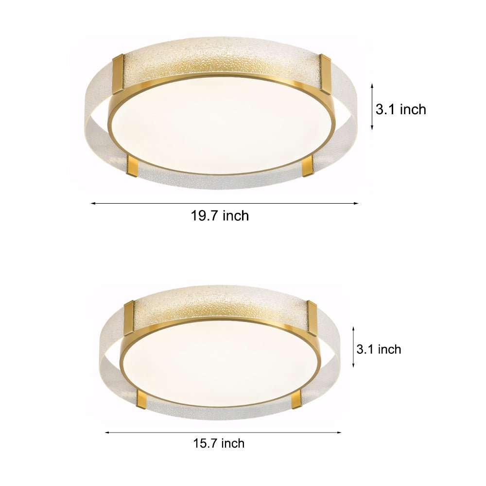 Round Copper Water Ripple Glass Ceiling Light Fixture
