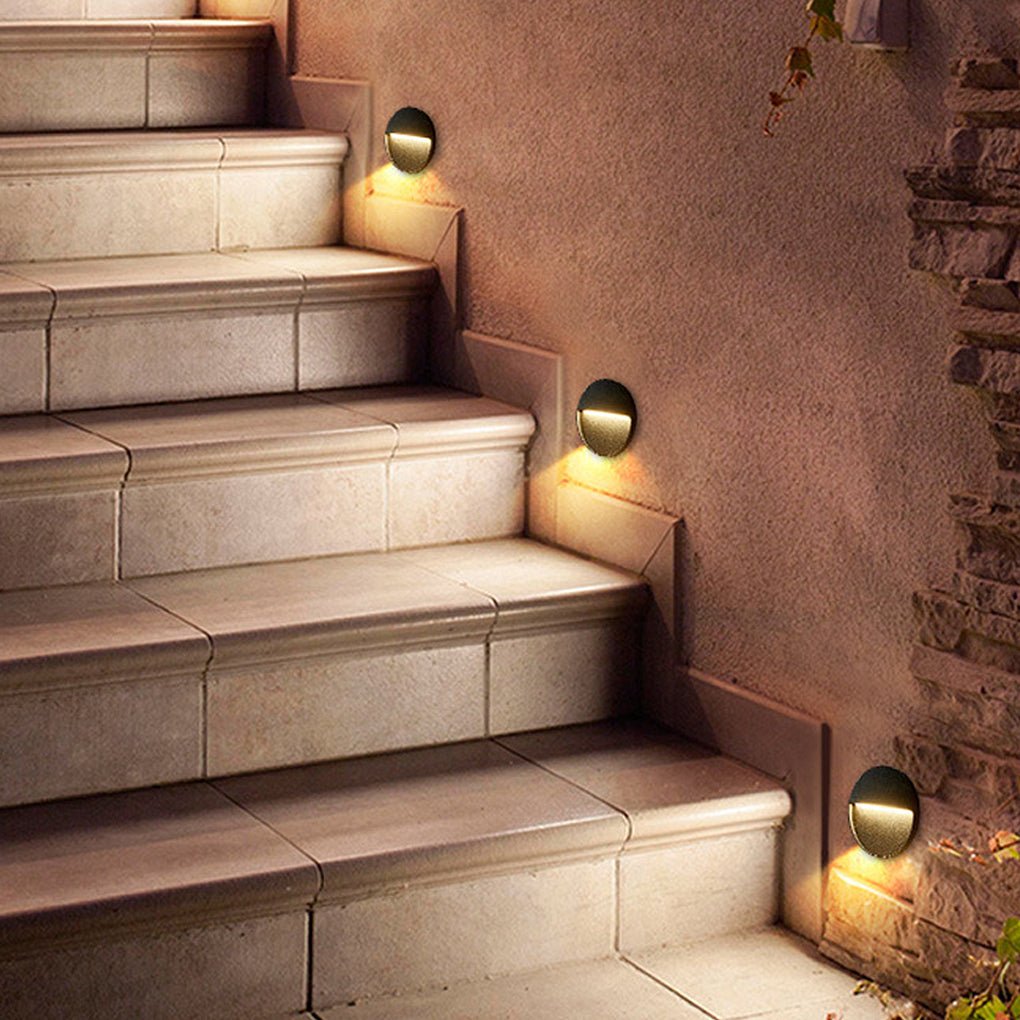 Round Waterproof Outdoor Stair Lights - Step Lights & Wall Sconces for Enhanced Stairway Illumination