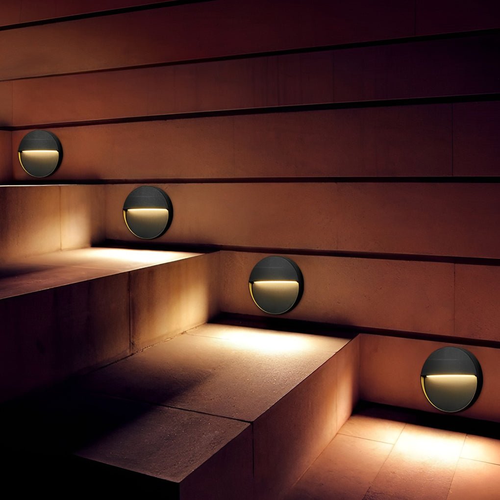 Round Waterproof Outdoor Stair Lights - Step Lights & Wall Sconces for Enhanced Stairway Illumination