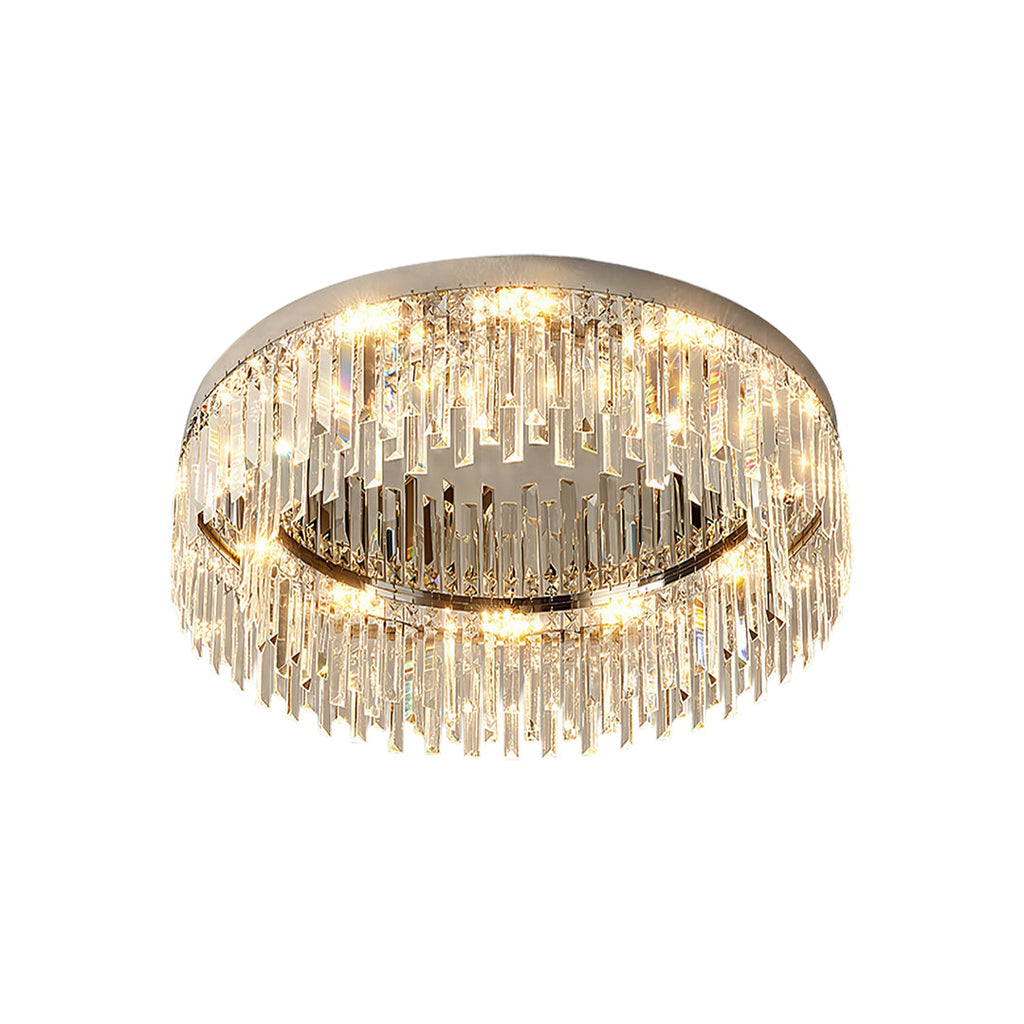 Crystal Flush Mount Ceiling Light - Modern Round Minimalist Design