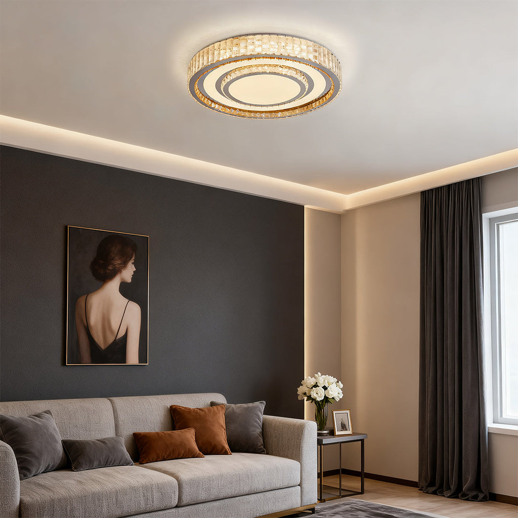 Modern Luxury Crystal Flush Mount LED Light Fixture