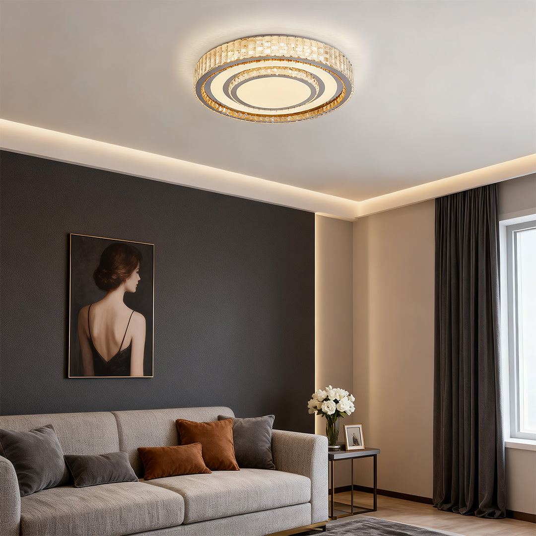 Modern Luxury Crystal Flush Mount LED Light Fixture