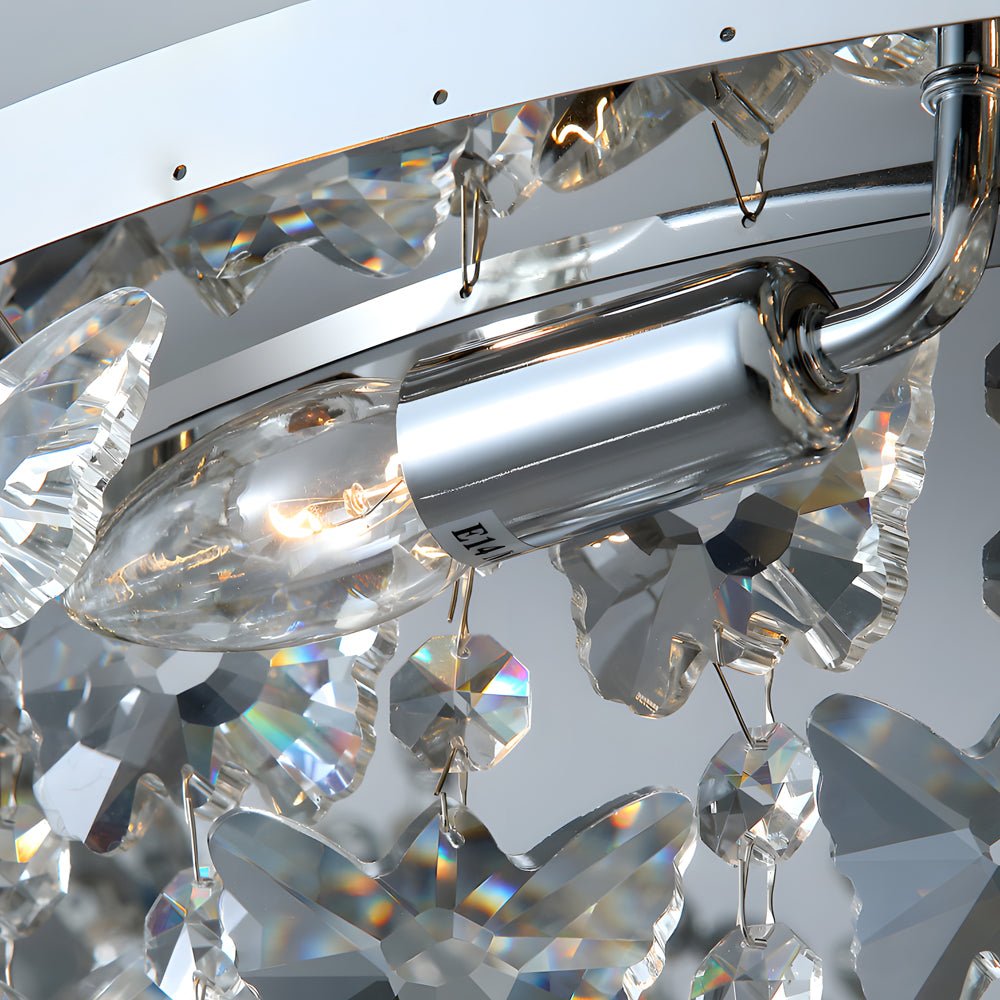 Round Crystal Pendant Ceiling Lamp - 3 Step Dimming, Modern Tassel Design