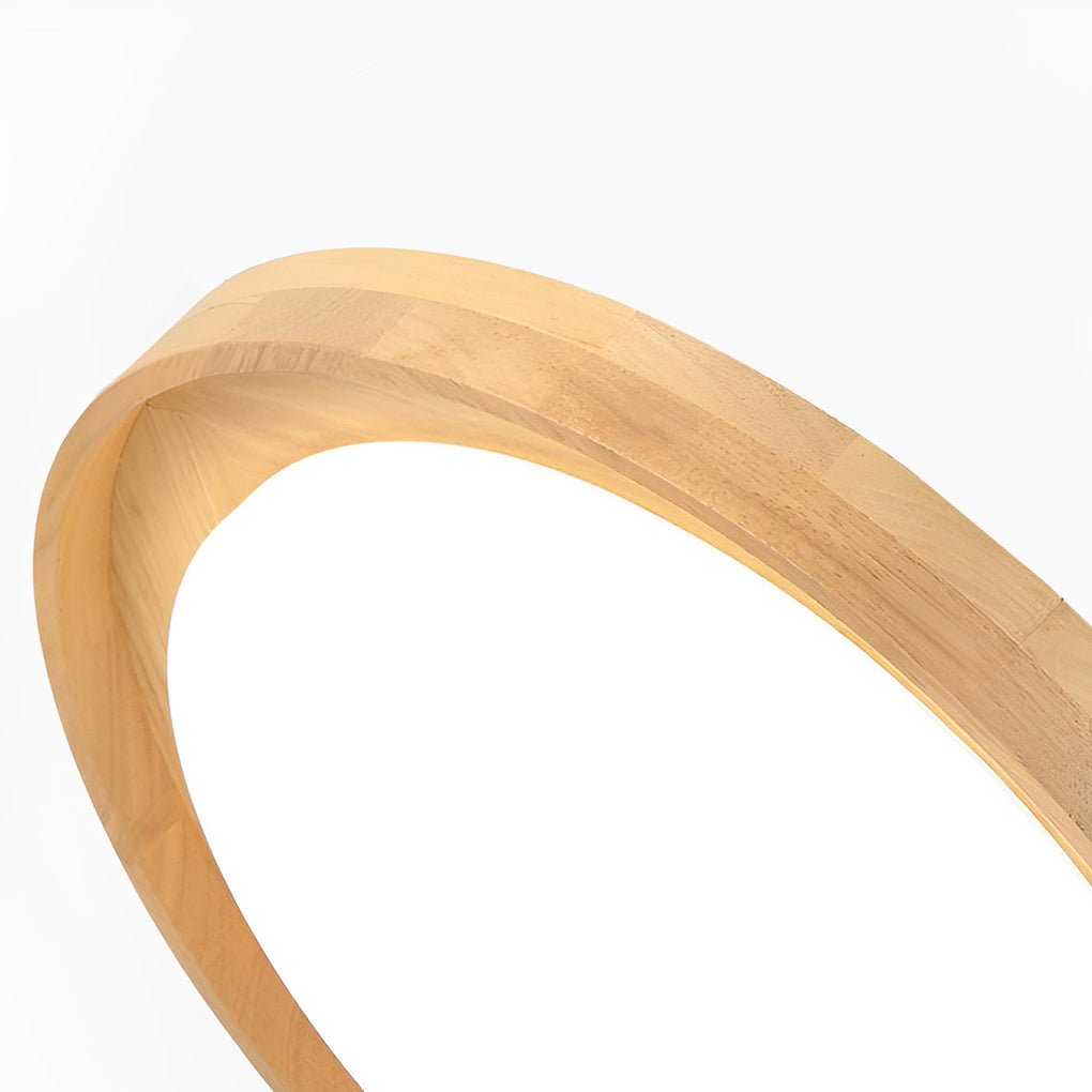 Round Dimmable LED Wooden Nordic Ceiling Light Fixture Flush Mount Lamp