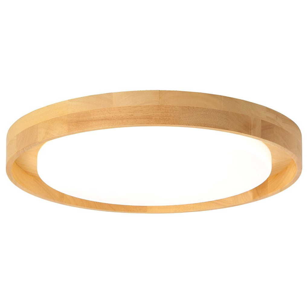 Round Dimmable LED Wooden Nordic Ceiling Light Fixture Flush Mount Lamp