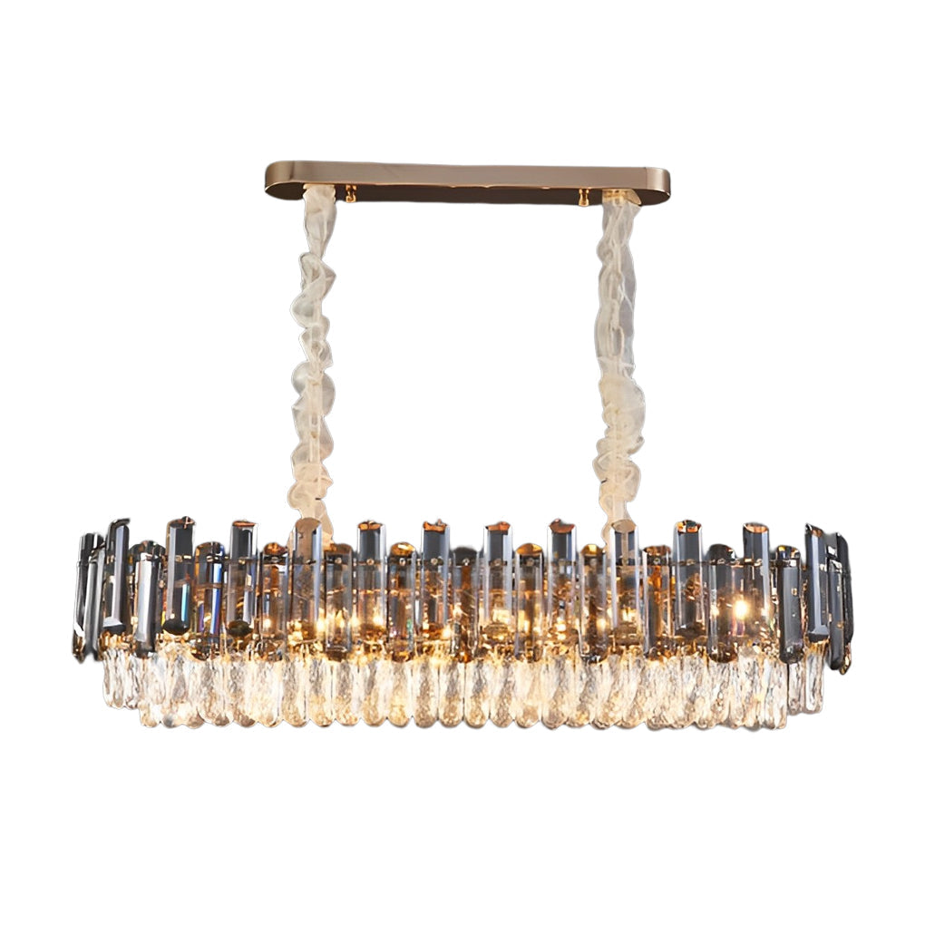 Round Drum Crystal Chandelier - Modern Metal Ceiling Light