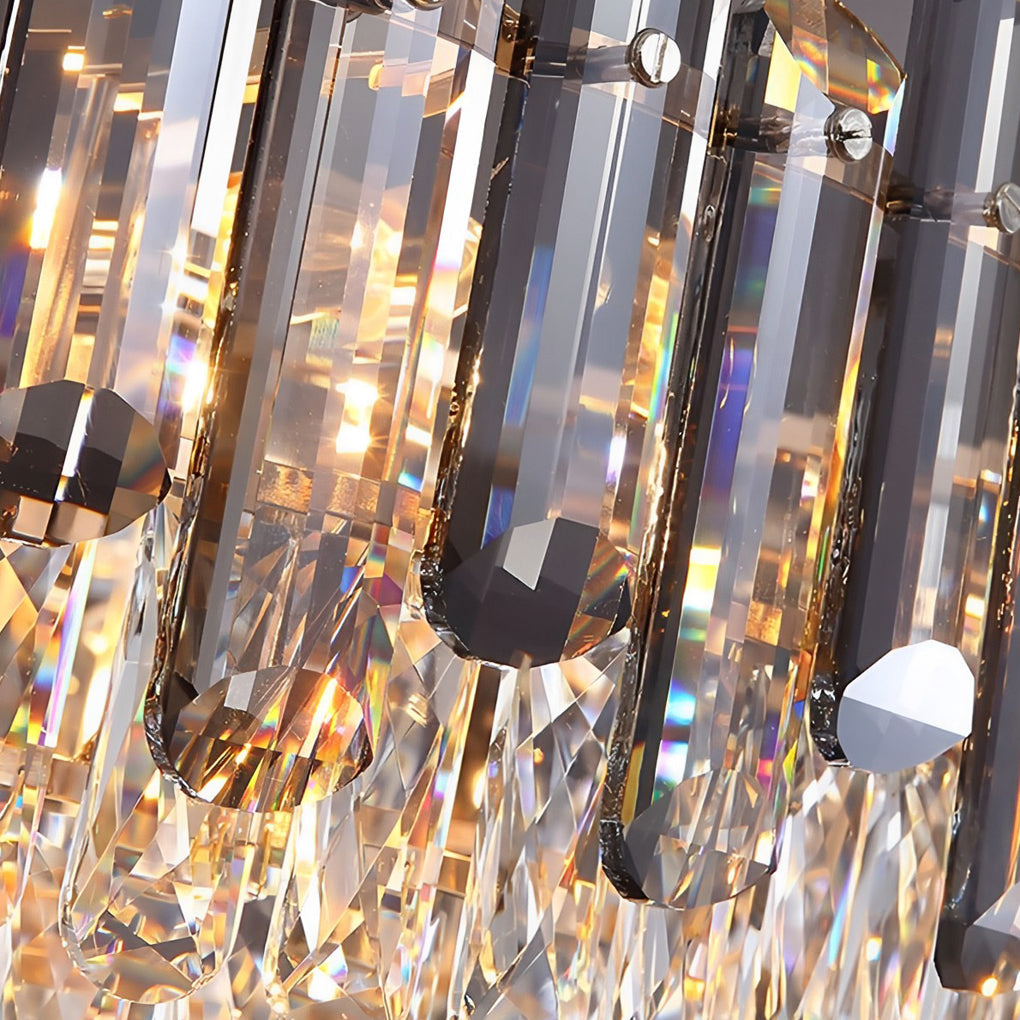 Round Drum Crystal Chandelier - Modern Metal Ceiling Light
