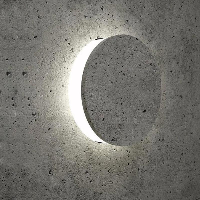 Round Gray Concrete LED Landscape Wall Lights