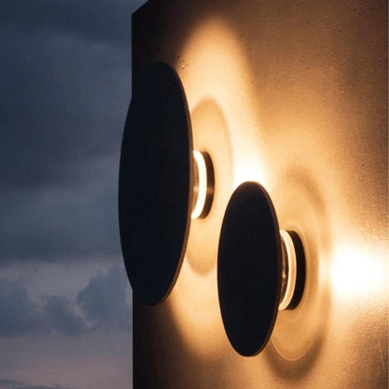 Round Gray Concrete LED Landscape Wall Lights