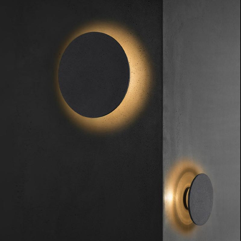 Round Gray Concrete LED Landscape Wall Lights