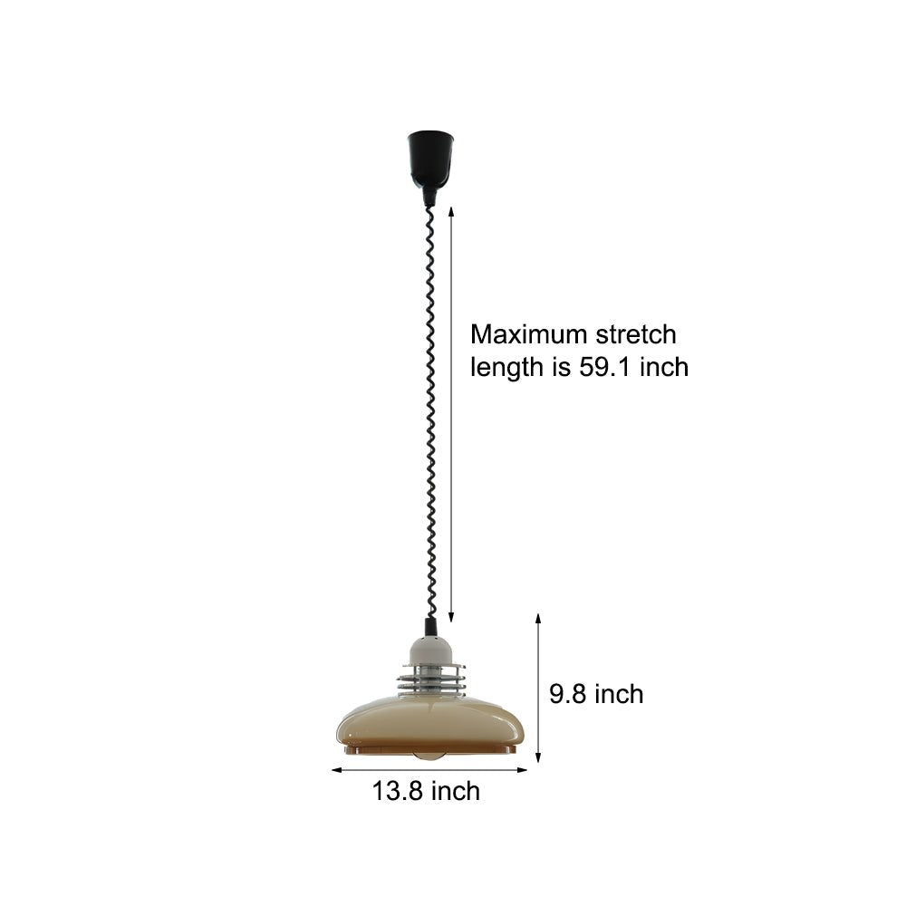 Round Glass Cream Pendant Light - 3 Step Dimming Retro Nordic Design