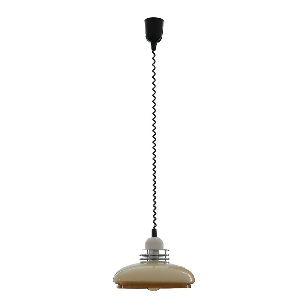 Round Glass Cream Pendant Light - 3 Step Dimming Retro Nordic Design
