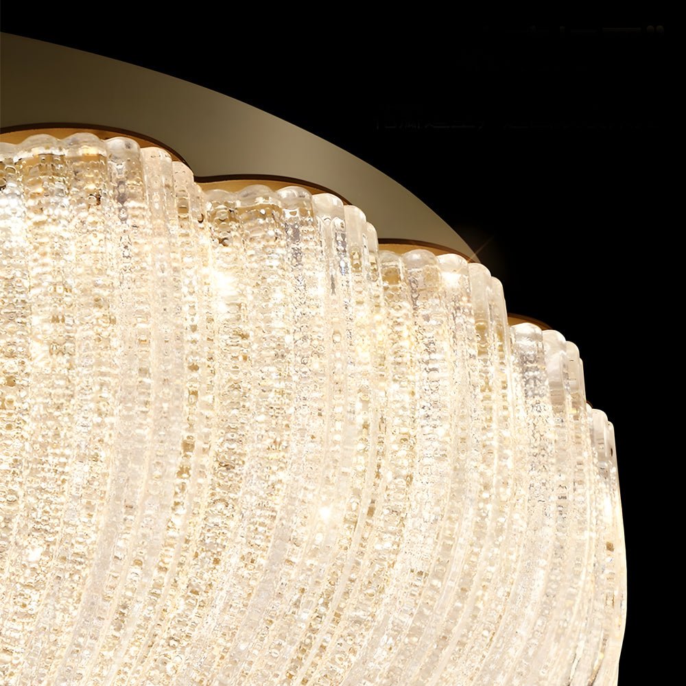 Round Glass Petals 3-Step Dimming Copper Ceiling Light Fixture