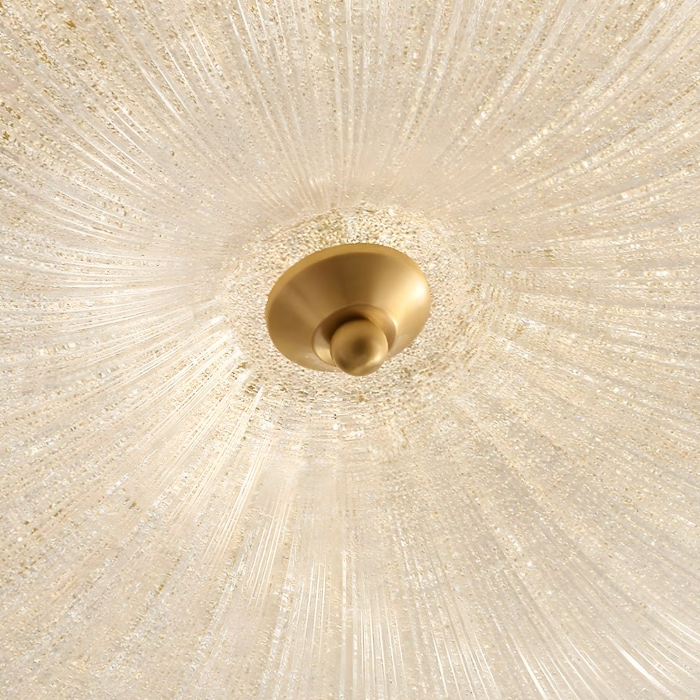 Round Glass Petals 3-Step Dimming Copper Ceiling Light Fixture