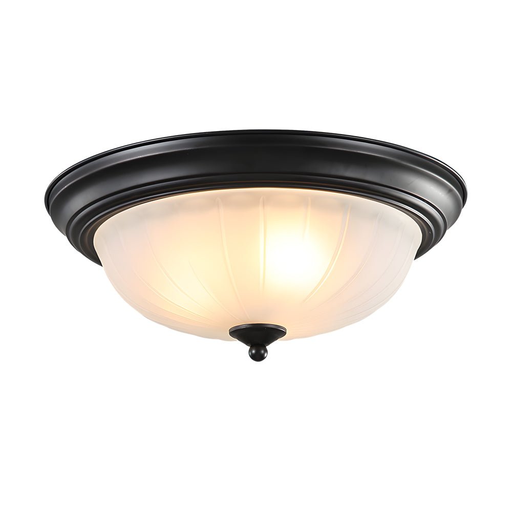 Round Glass Shade Iron Ceiling Light Fixture - Simple American Style Bedroom Light