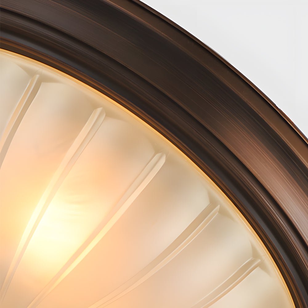 Round Glass Shade Iron Ceiling Light Fixture - Simple American Style Bedroom Light
