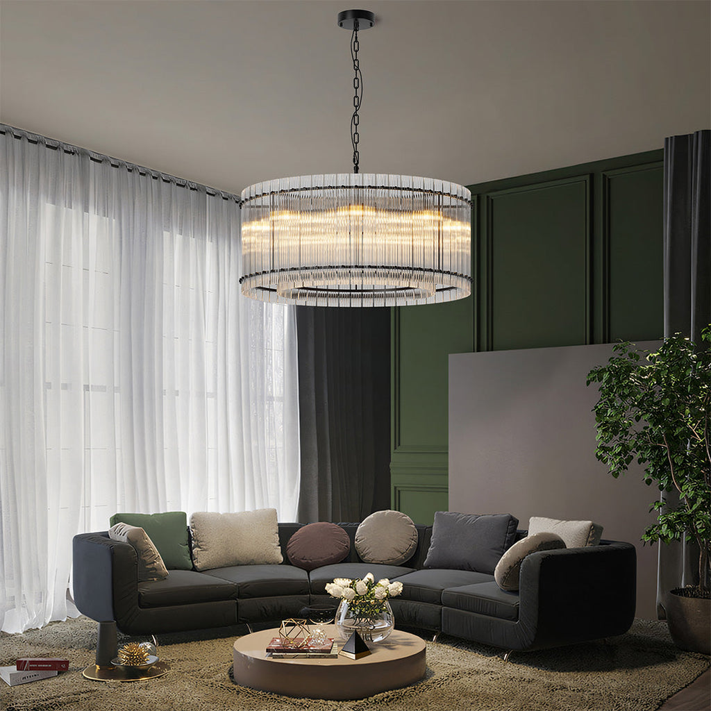 Luxury Iron Glass Lamp Shade Chandelier Ceiling Light