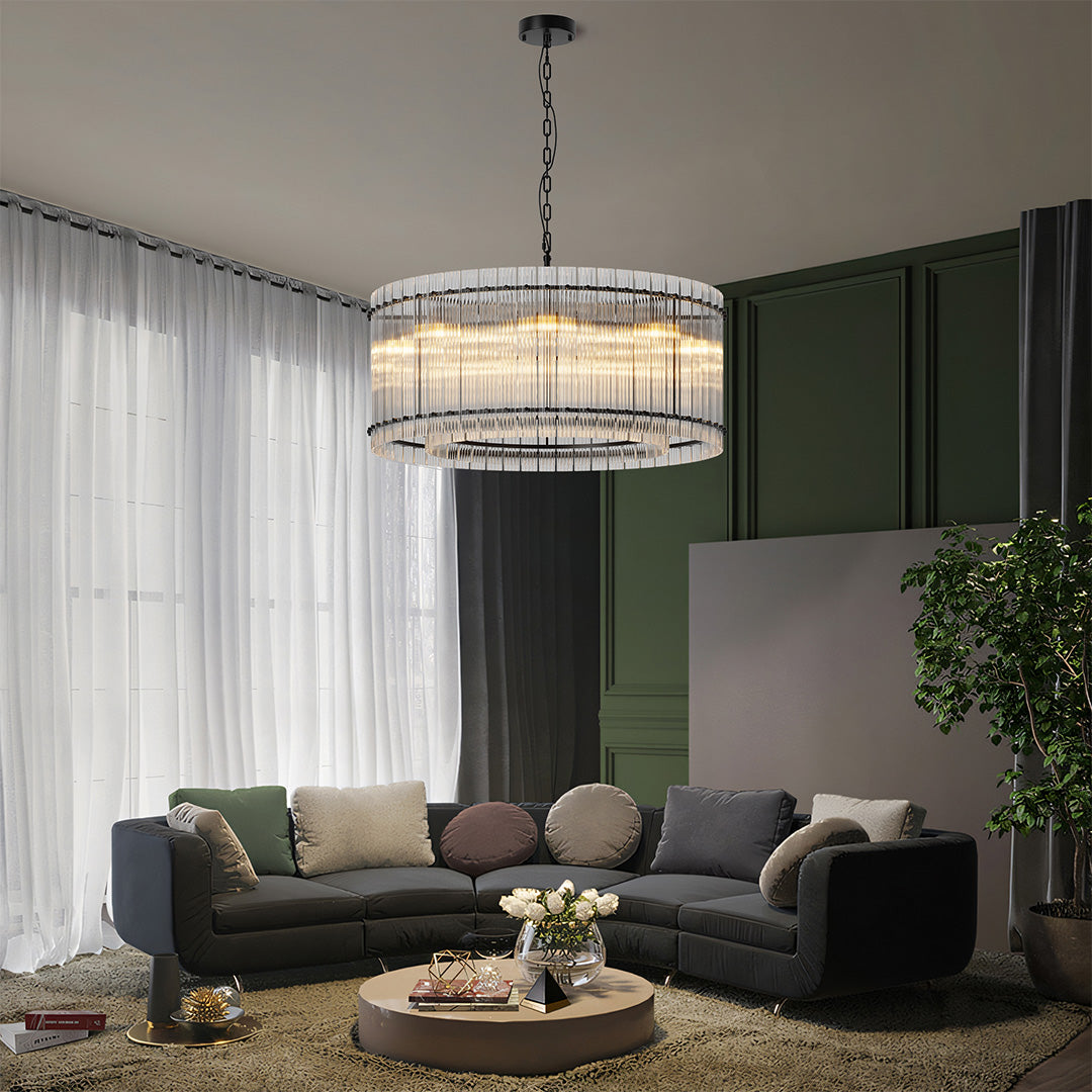 Luxury Iron Glass Lamp Shade Chandelier Ceiling Light