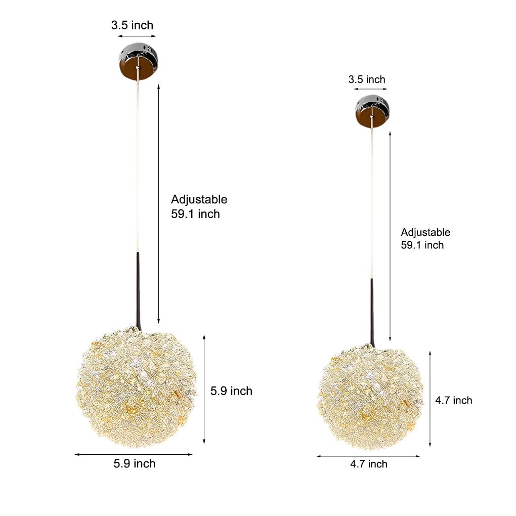 Round Crystal Ball Dimming Pendant Light - Modern 3-Step Luxury Lighting