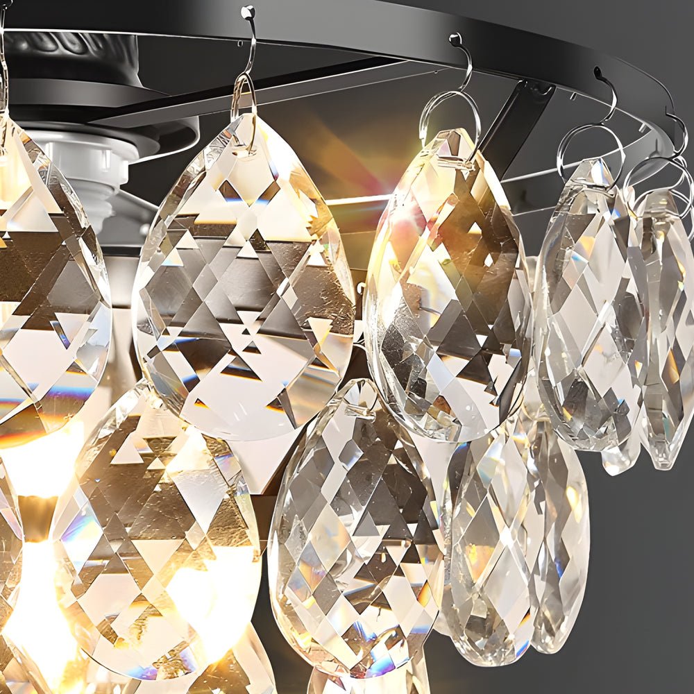 Round Luxury Black Crystal Chandelier - Modern Ceiling Light Fixture