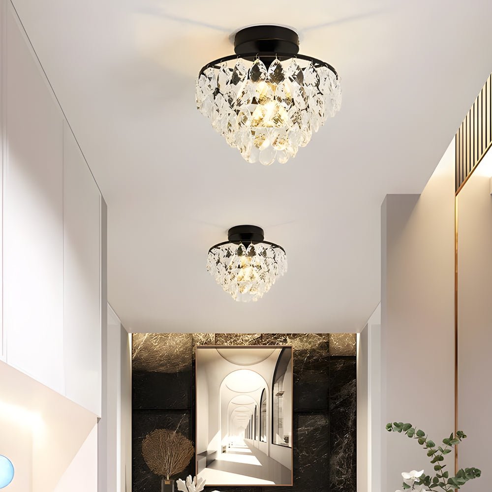 Round Luxury Black Crystal Chandelier - Modern Ceiling Light Fixture