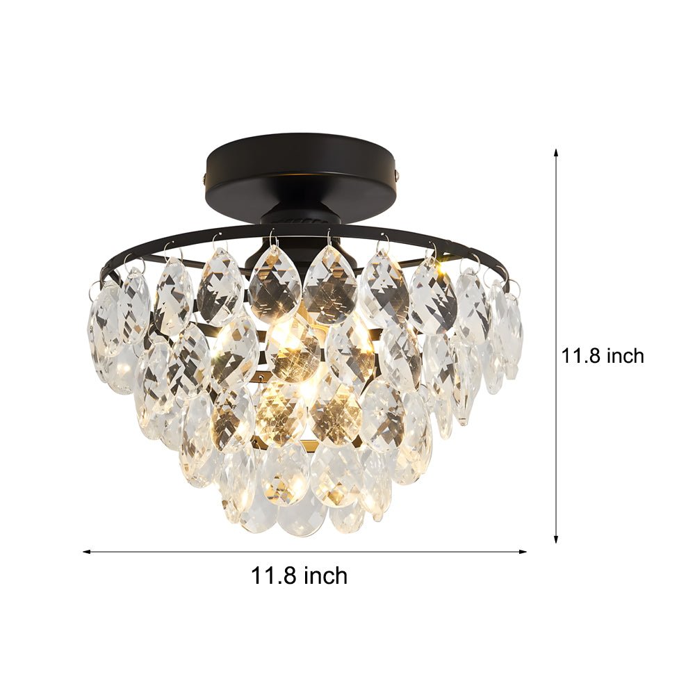 Round Luxury Black Crystal Chandelier - Modern Ceiling Light Fixture