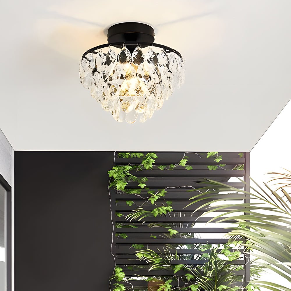 Round Luxury Black Crystal Chandelier - Modern Ceiling Light Fixture