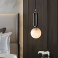 Round Copper Black Marble Pendant Light - Modern Small Fixture