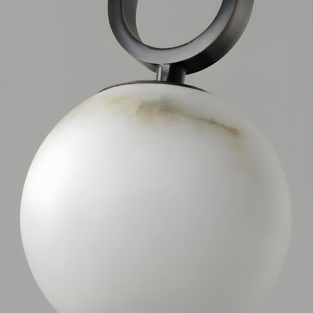 Round Copper Black Marble Pendant Light - Modern Small Fixture