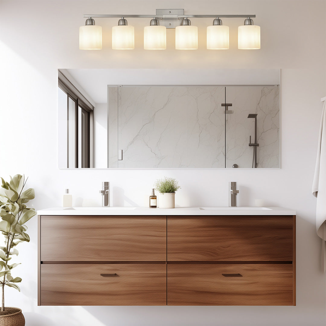 Modern Bathroom Vanity Lights Minimalist Glass Mirror Light Wall Sconce Fixture Stylish LED Lighting for Home Bath Decor Adjustable Brightness Energy Efficient Design Classic Elegance Easy Installation Contemporary Illuminated Mirror Lighting Best for Sma
