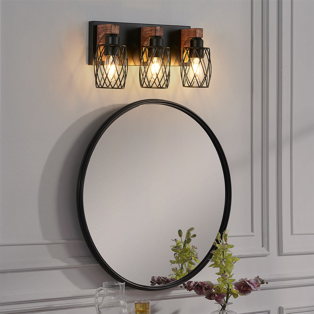 Black Vanity Bathroom Lights Metal Cage Mirror Lamp Industrial Style LED Sconce Lighting for Makeup Dressing Room Wall Fixtures Contemporary Decor Modern Design Galvanized Finish Decorative Lighting for Home Improvement
