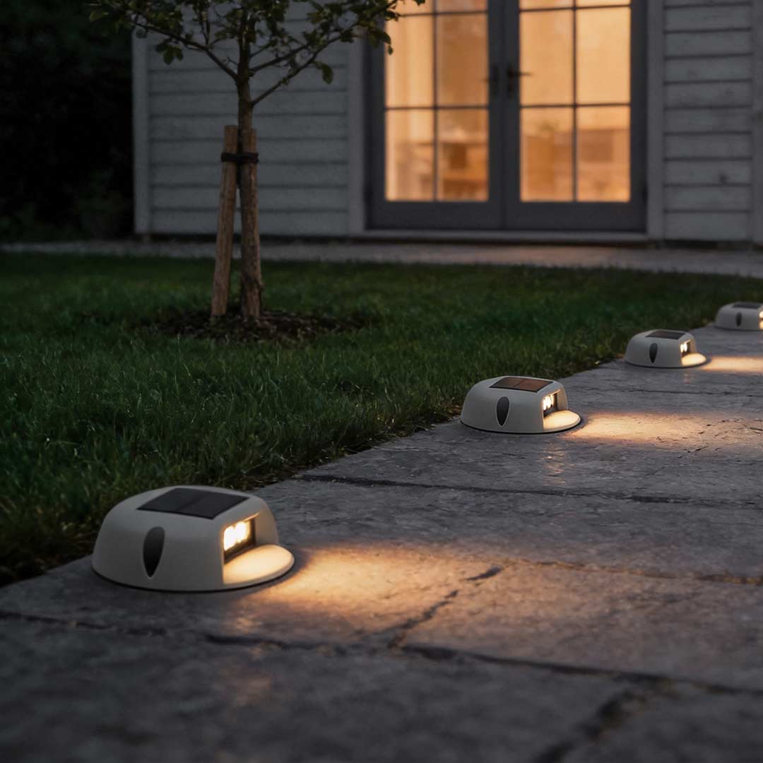 Round Waterproof Solar LED Deck Light for Outdoors