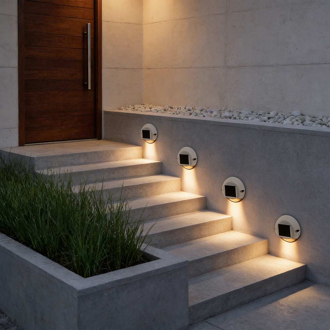 Round Waterproof Solar LED Deck Light - Outdoor Lighting Solution