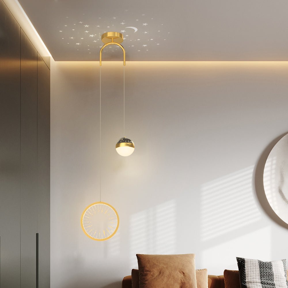 Round Oval Starry Projection Nordic Pendant Light - 3 Step Dimming
