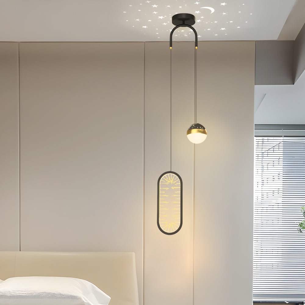 Round Oval Starry Projection Nordic Pendant Light - 3 Step Dimming