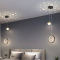 Round Oval Rings 3-Step Dimming LED Starry Projection Pendant Light