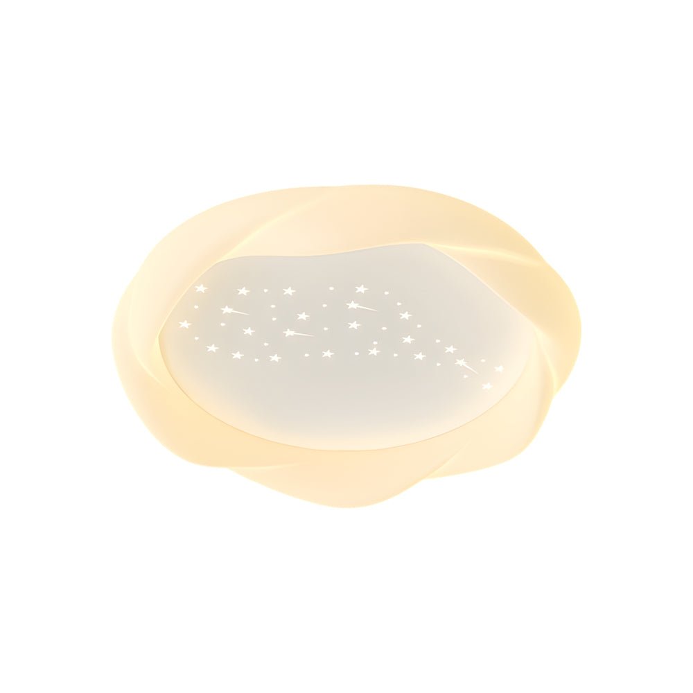 Round PE Shade Iron Three Step Dimming Ceiling Light - Milky White Modern Style
