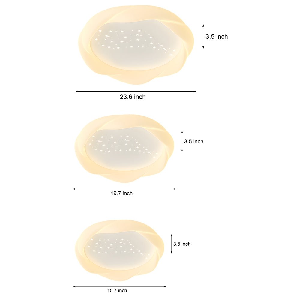 Round PE Shade Iron Three Step Dimming Ceiling Light - Milky White Modern Style