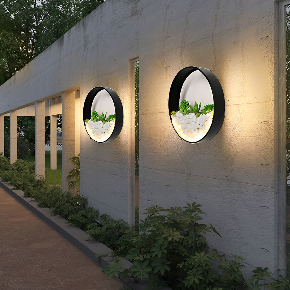 Round Plant Wall Lamp - Natural LED Modern Outdoor Light
