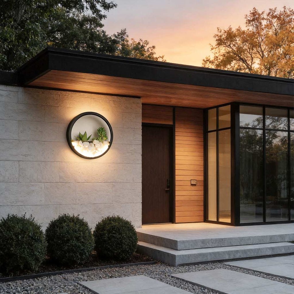 Round Plant Wall Lamp - Natural LED Modern Outdoor Light