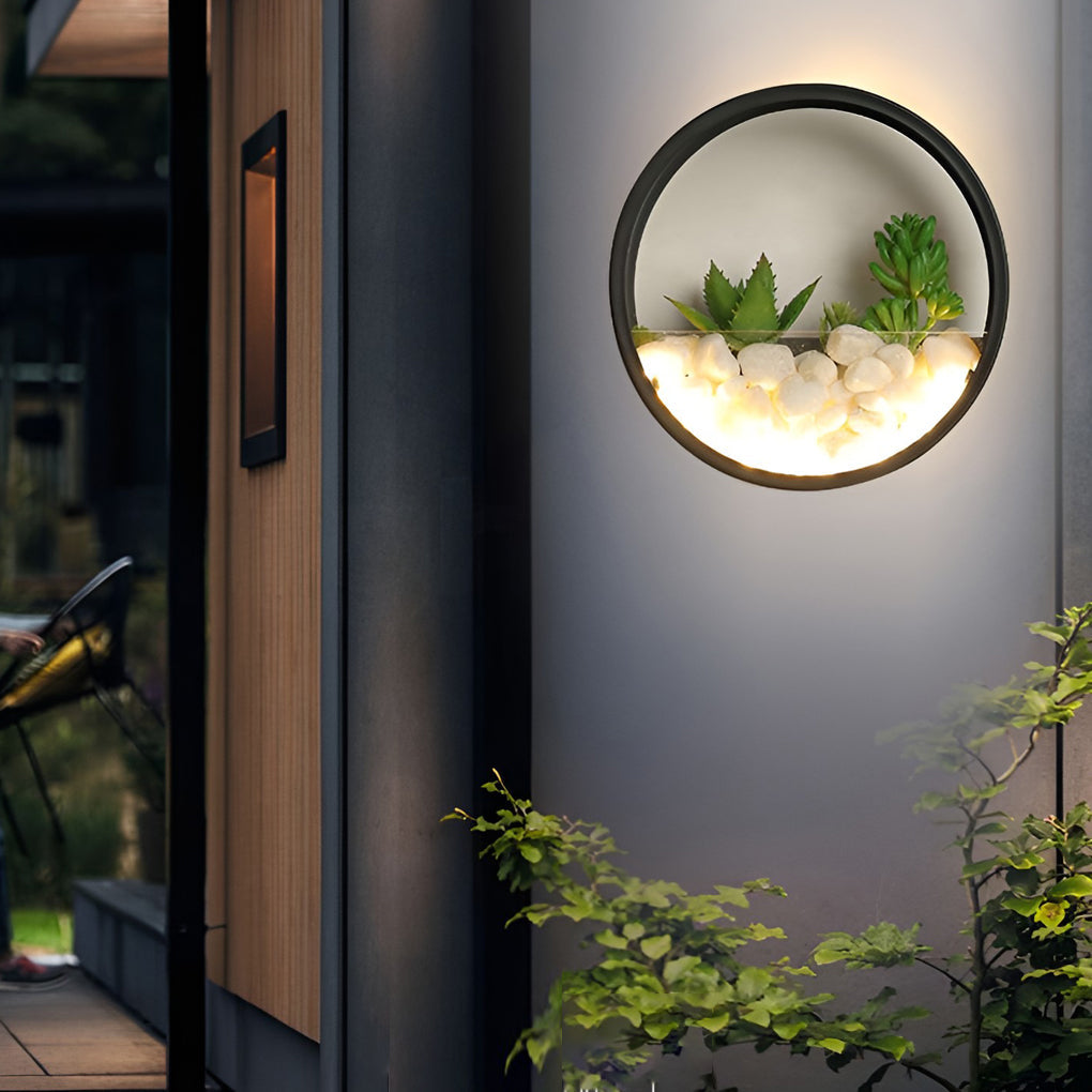 Round Plant Wall Lamp - Natural LED Modern Outdoor Light