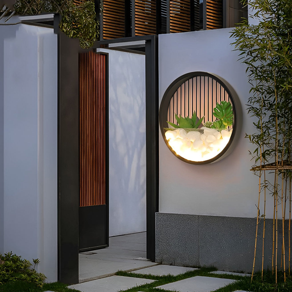 Round Plant Wall Lamp - Natural LED Modern Outdoor Light