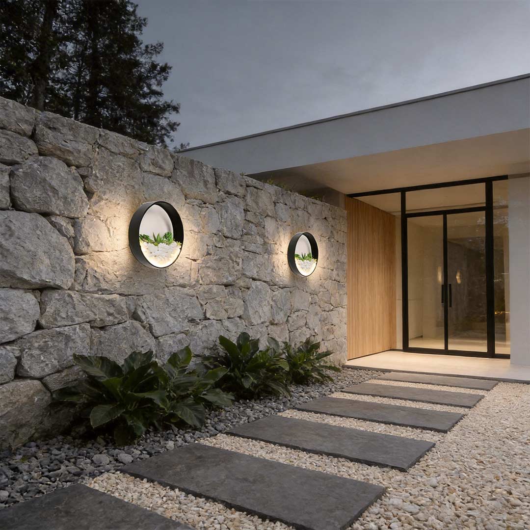Round Plant Wall Lamp - Natural LED Modern Outdoor Light